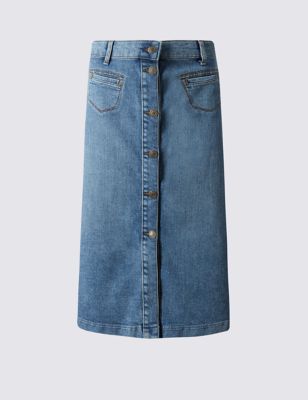 Longline Denim A-Line Skirt